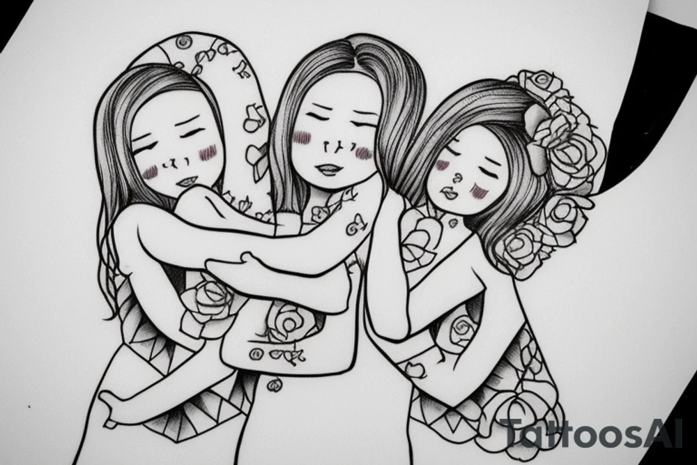 2 Sisters hugging. Simple. Dainty. Small. tattoo idea