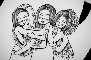 2 Sisters hugging. Simple. Dainty. Small. tattoo idea