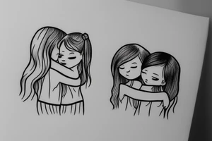 2 Sisters hugging. Simple. Dainty. Small. tattoo idea