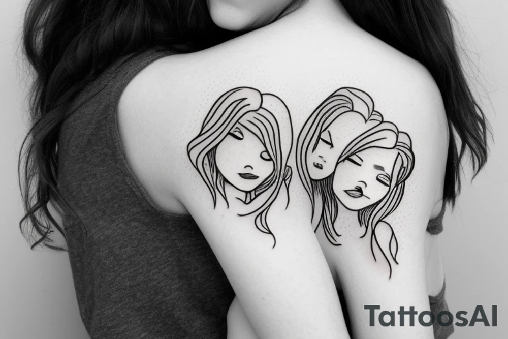 2 Sisters hugging. Simple. Dainty. Small. tattoo idea