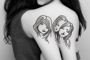 2 Sisters hugging. Simple. Dainty. Small. tattoo idea