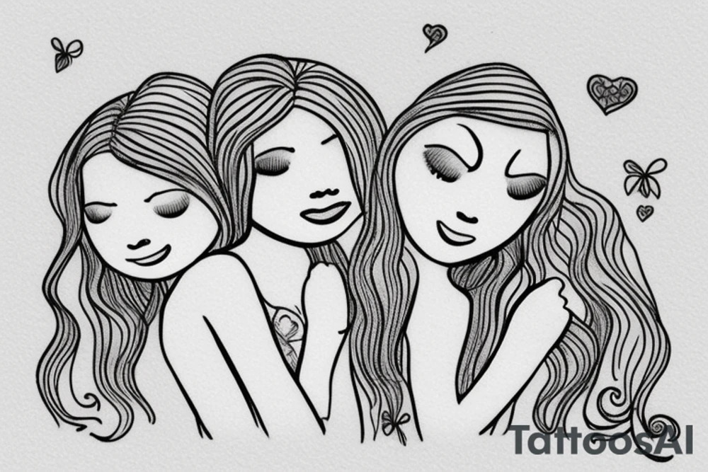 2 Sisters hugging. Simple. Dainty. Small. tattoo idea