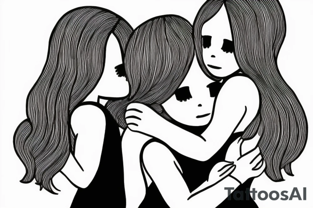 2 Sisters hugging. Simple. Dainty. Small. tattoo idea