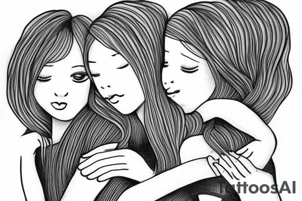 2 Sisters hugging. Simple. Dainty. Small. tattoo idea