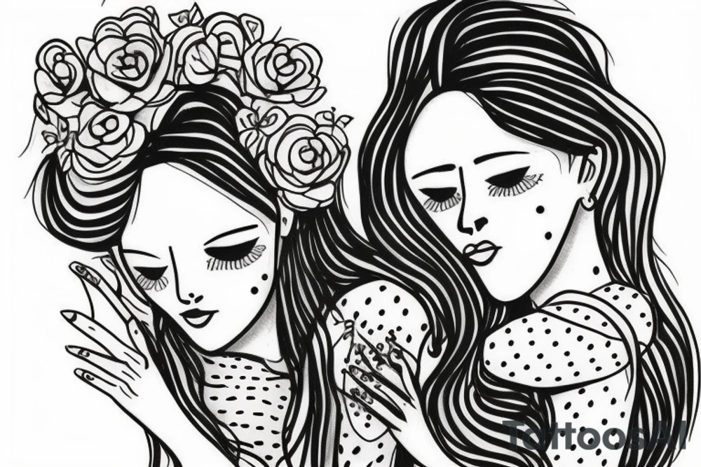 2 Sisters hugging. Simple. Dainty. Small. tattoo idea