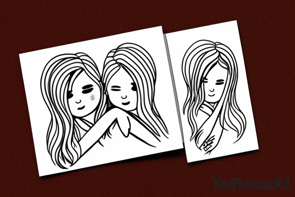2 Sisters hugging. Simple. Dainty. Small. tattoo idea