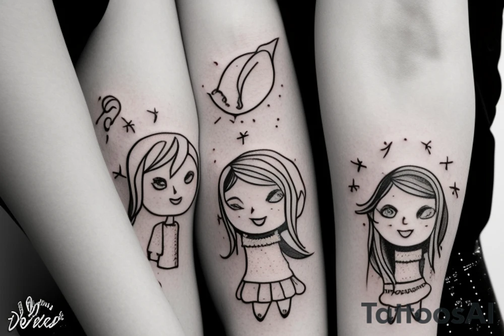 2 Sisters hugging. Simple. Dainty. Small. tattoo idea