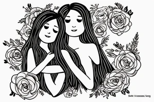 2 Sisters hugging. Simple. Dainty. Small. tattoo idea