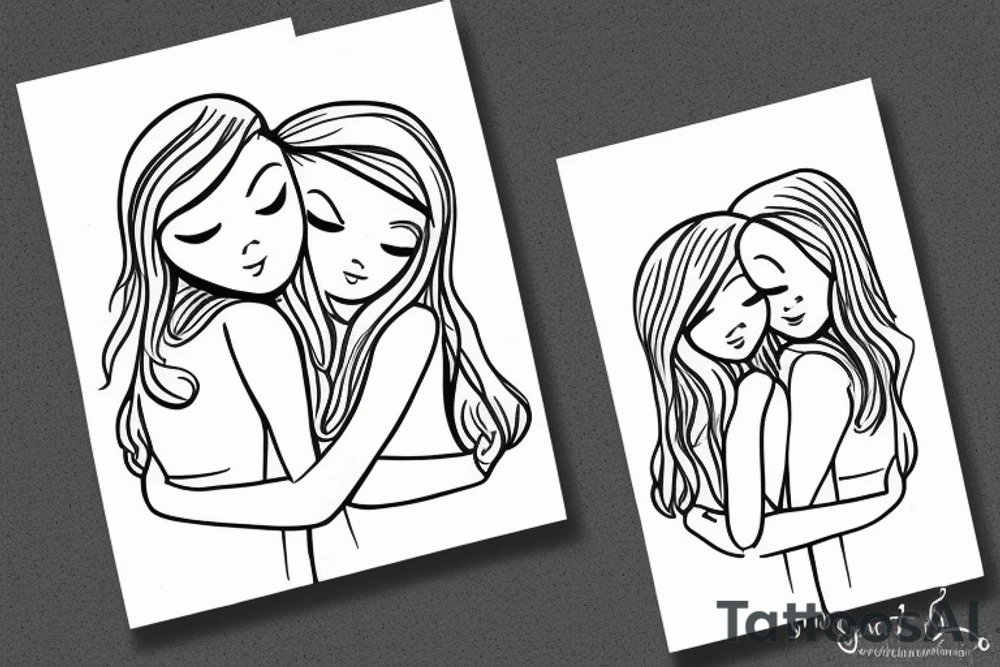 2 Sisters hugging. Simple. Dainty. Small. tattoo idea