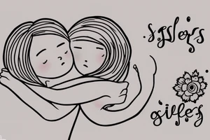 2 Sisters hugging. Simple. Dainty. Small. tattoo idea