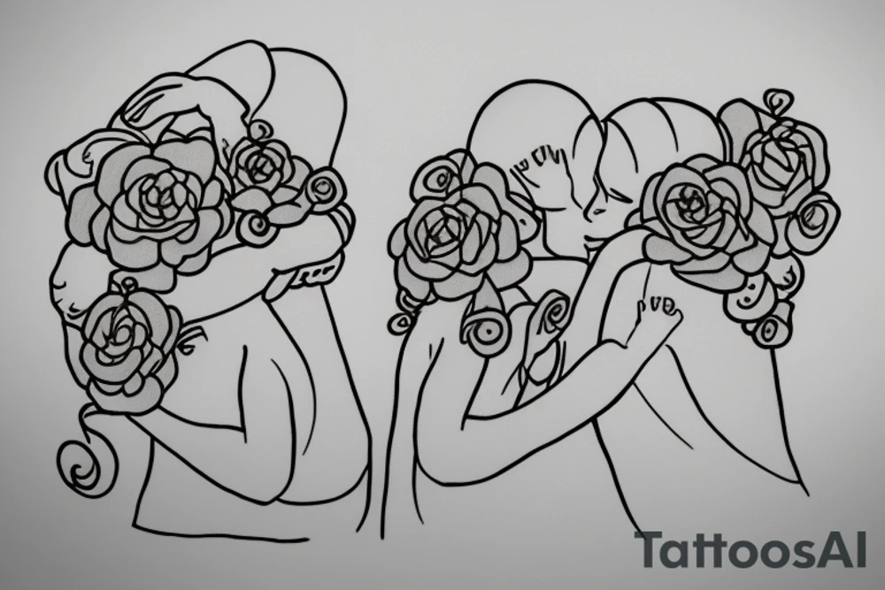 2 Sisters hugging. Simple. Dainty. Small. tattoo idea