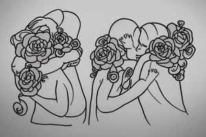 2 Sisters hugging. Simple. Dainty. Small. tattoo idea