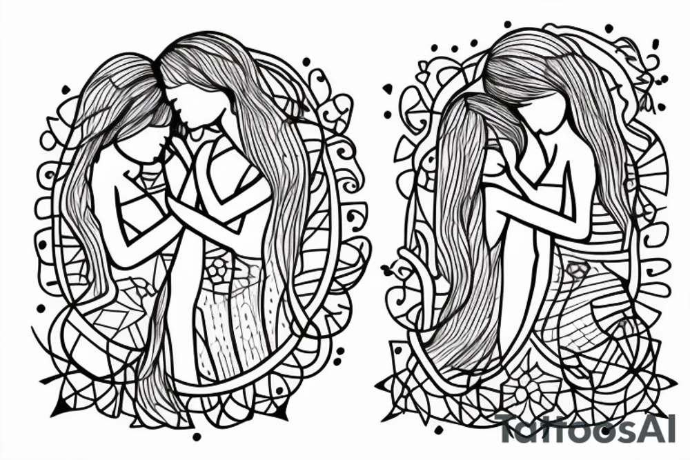 2 Sisters hugging. Simple. Dainty. Small. tattoo idea