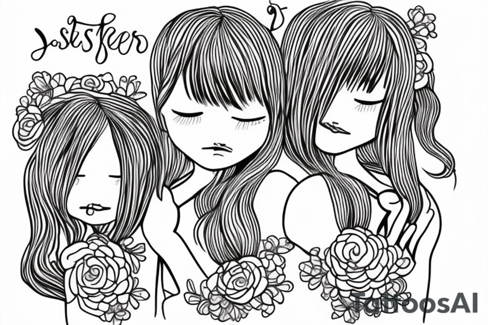 2 Sisters hugging. Simple. Dainty. Small. tattoo idea