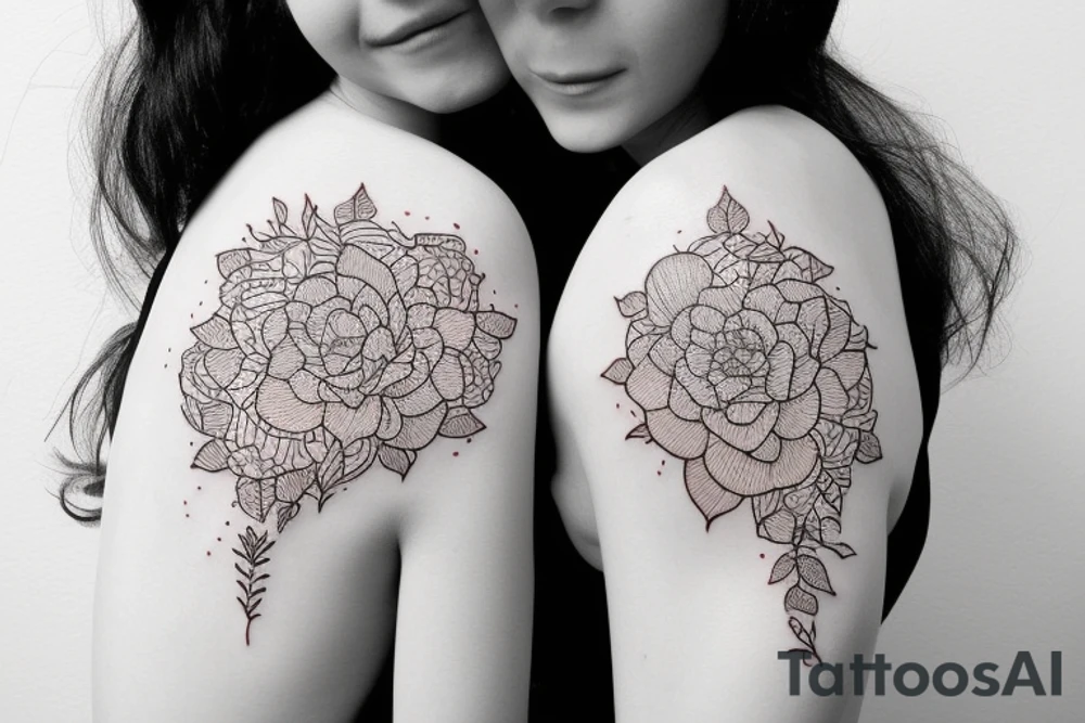 2 Sisters hugging. Simple. Dainty. Small. tattoo idea