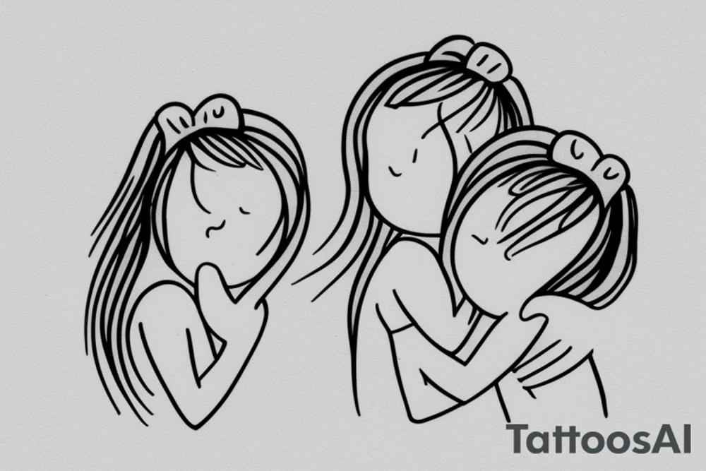 2 Sisters hugging. Simple. Dainty. Small. tattoo idea