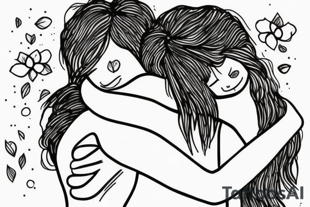 2 Sisters hugging. Simple. Dainty. Small. tattoo idea