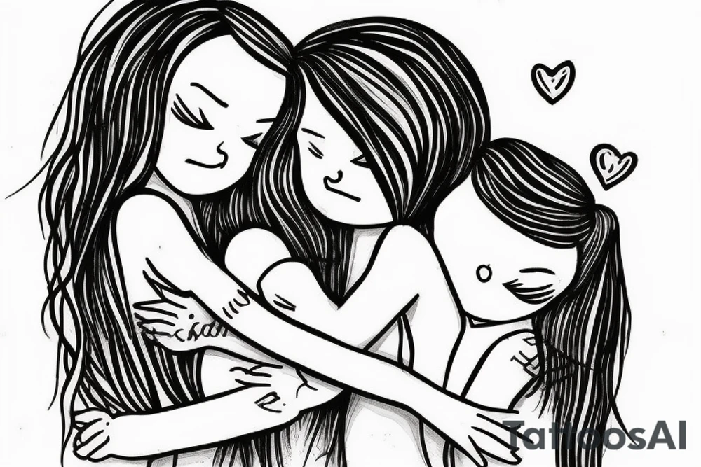 2 Sisters hugging. Simple. Dainty. Small. tattoo idea