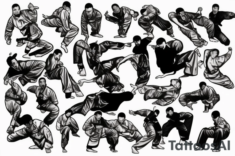 Martial arts and hip hop music tattoo idea