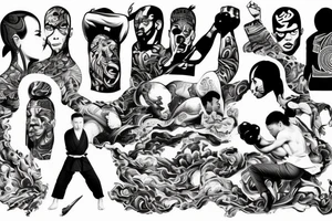 Martial arts and hip hop music tattoo idea