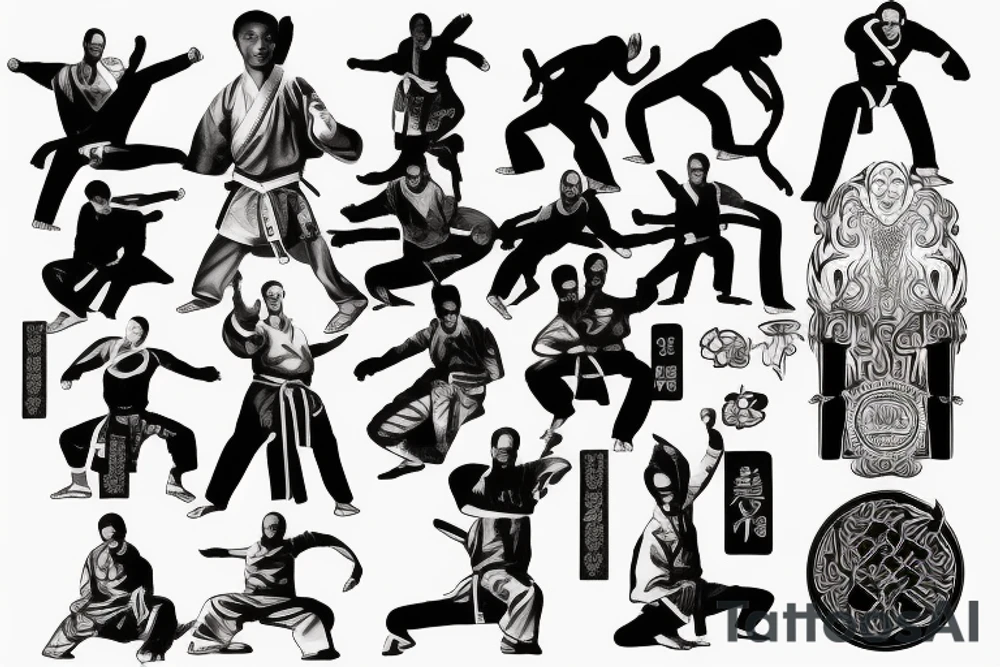 Martial arts and hip hop music tattoo idea