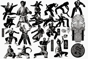 Martial arts and hip hop music tattoo idea