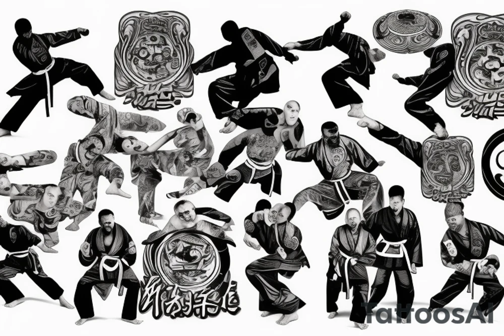 Martial arts and hip hop music tattoo idea