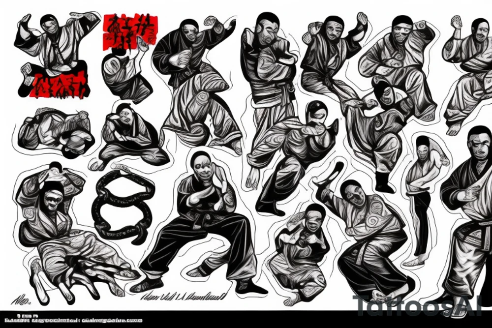 Martial arts and hip hop music tattoo idea