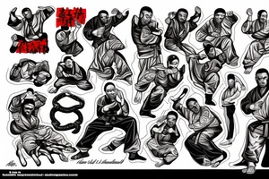 Martial arts and hip hop music tattoo idea