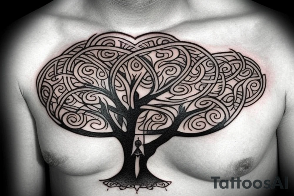 Tree of life chest tattoo tattoo idea