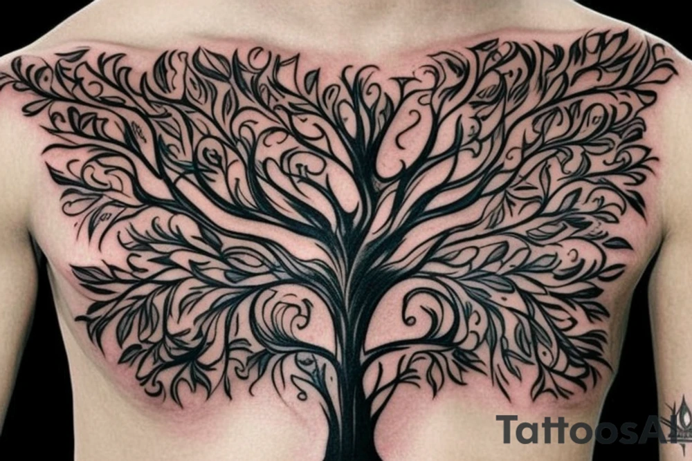 Tree of life chest tattoo tattoo idea