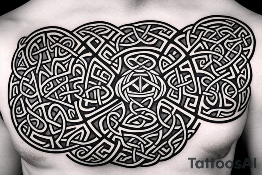 Tree of life Celtic faces
chest tattoo tattoo idea