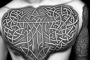 Tree of life Celtic faces
chest tattoo tattoo idea