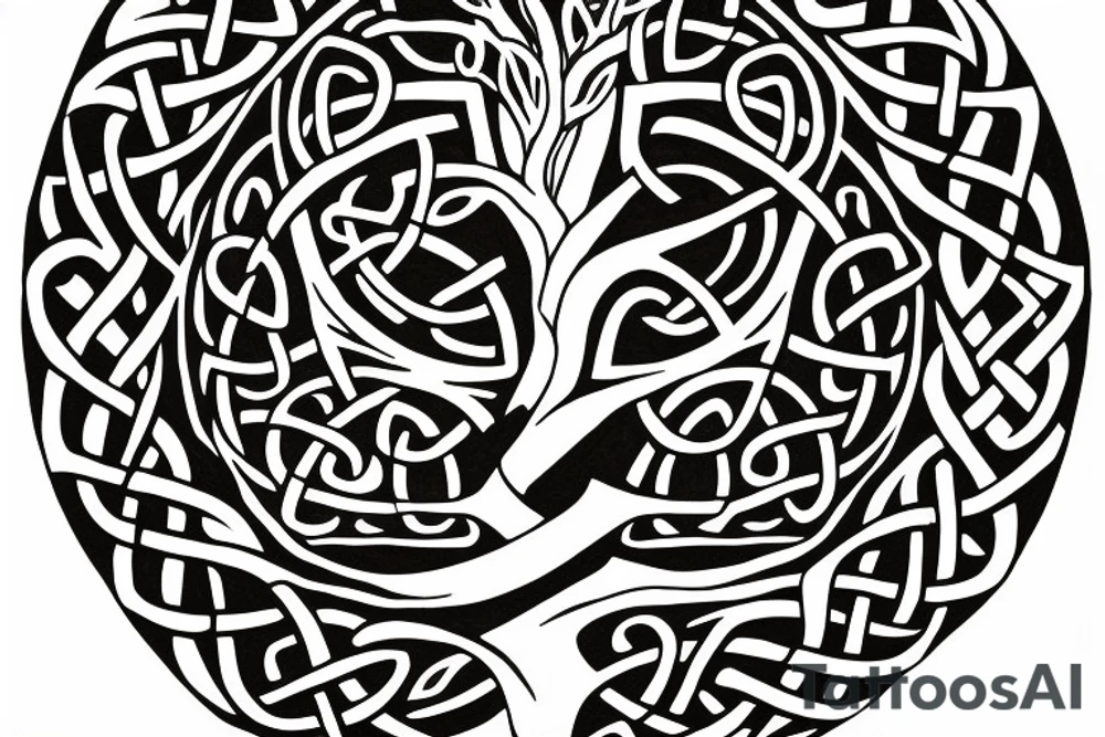 Tree of life Celtic faces
chest tattoo tattoo idea