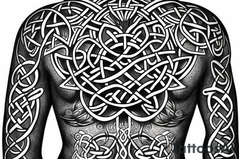 Tree of life Celtic faces
chest tattoo tattoo idea