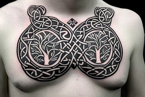 Tree of life Celtic faces
chest tattoo tattoo idea