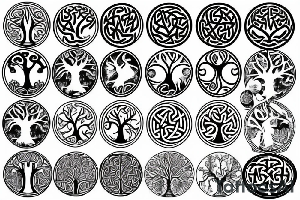 Tree of life Celtic faces
chest tattoo tattoo idea