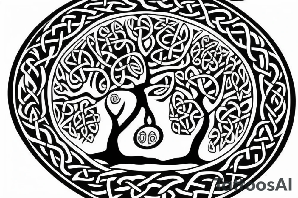 Tree of life Celtic faces
chest tattoo tattoo idea