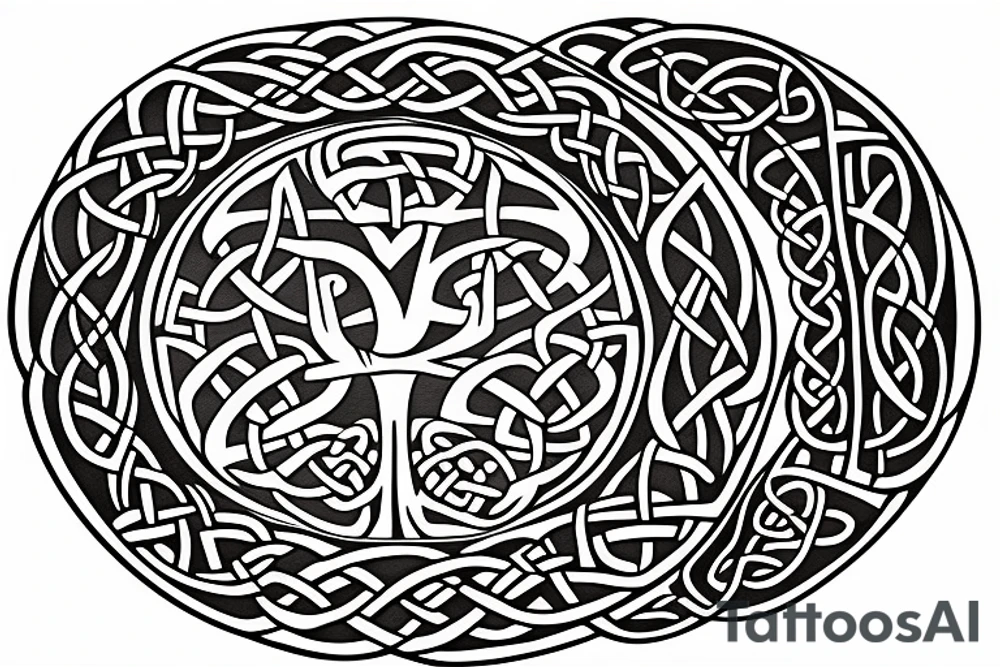 Tree of life Celtic faces
chest tattoo tattoo idea