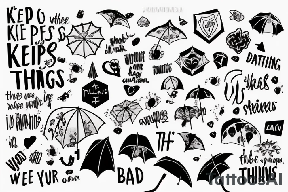 Use the words “I will keep the bad things from you" to make the shape of an umbrella tattoo idea