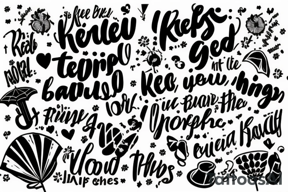 Use the words “I will keep the bad things from you" to make the shape of an umbrella tattoo idea