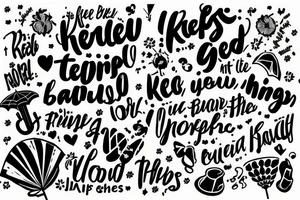 Use the words “I will keep the bad things from you" to make the shape of an umbrella tattoo idea