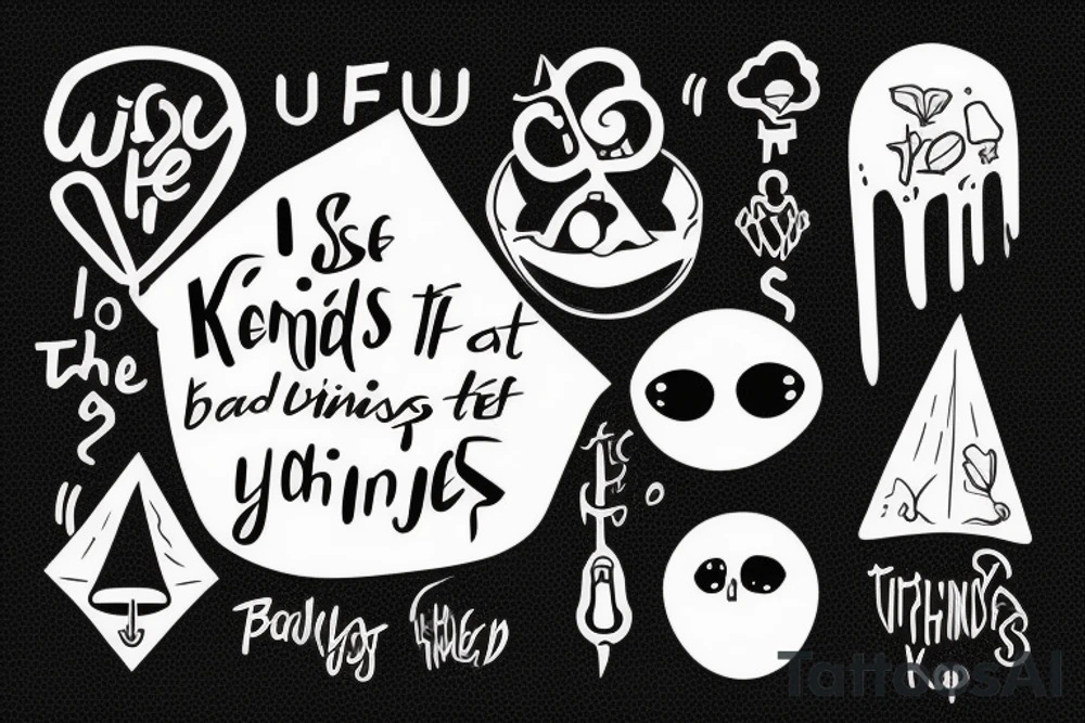 Use the words “I will keep the bad things from you" to make the shape of an umbrella tattoo idea