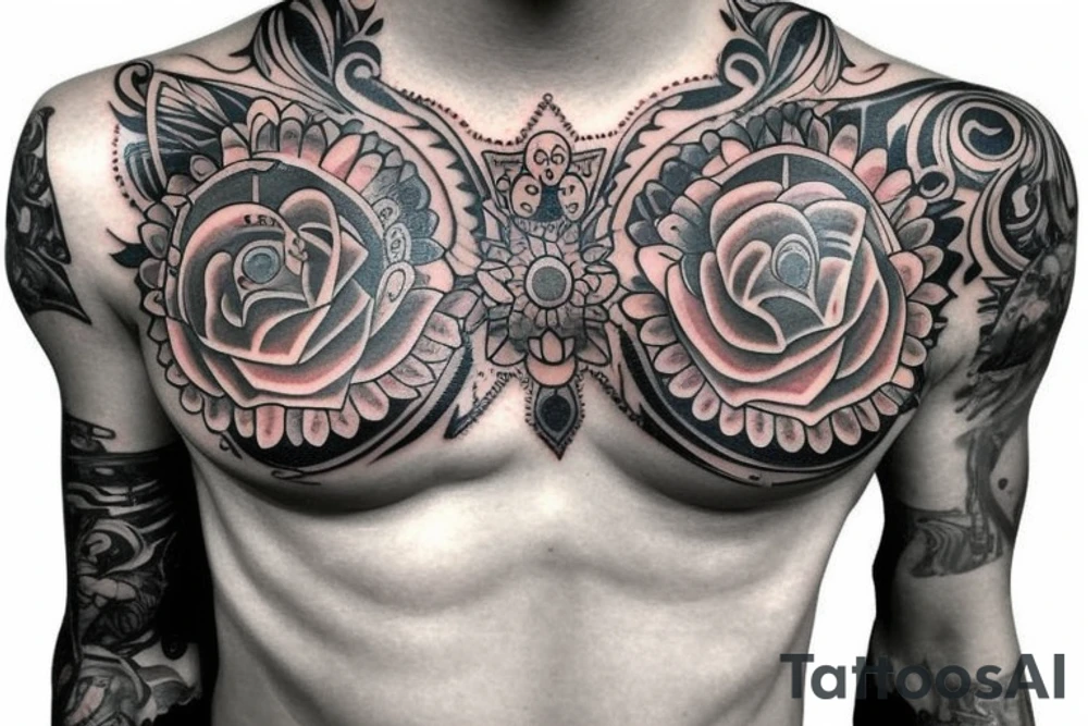Gypsy style chest tattoos tattoo idea
