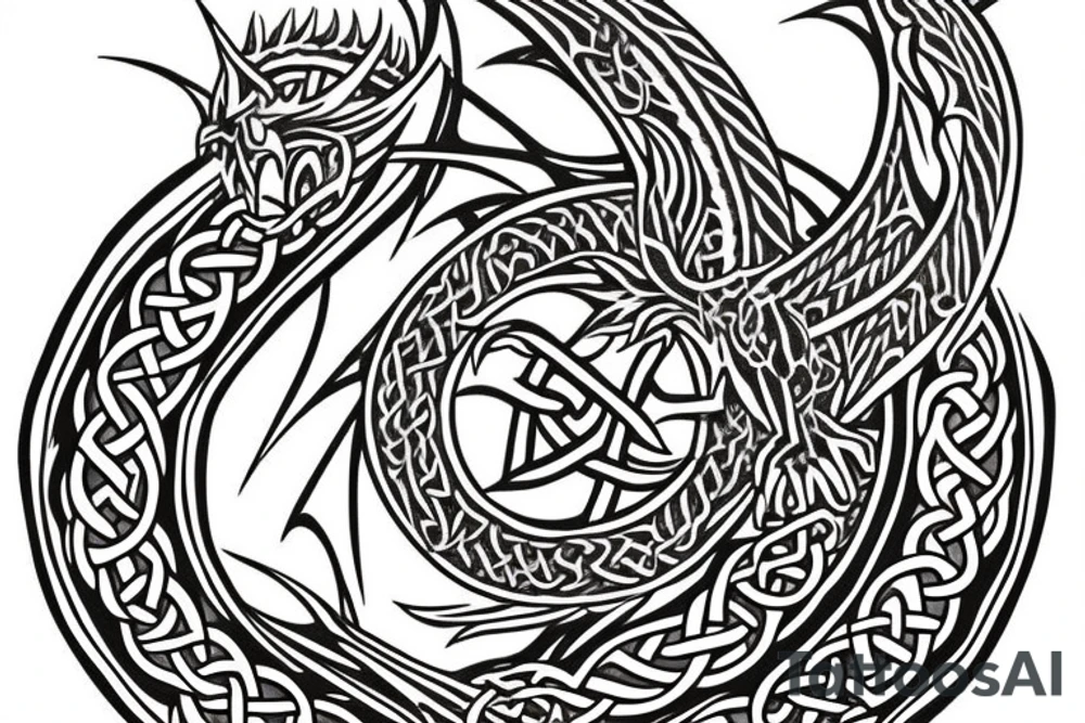 Celtic dragon chest tattoo tattoo idea