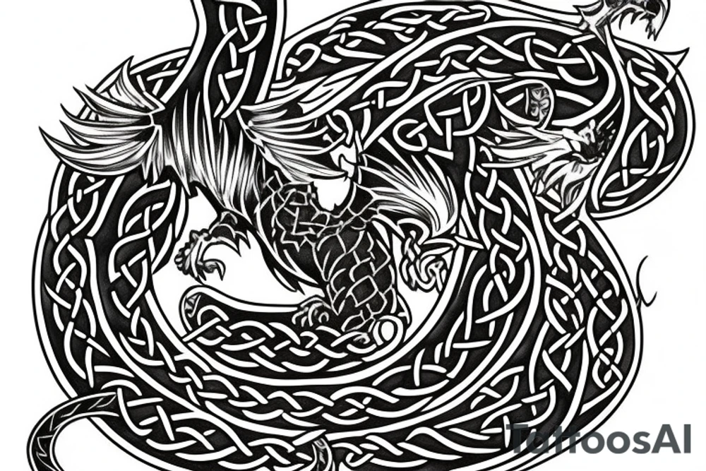 Celtic dragon chest tattoo tattoo idea