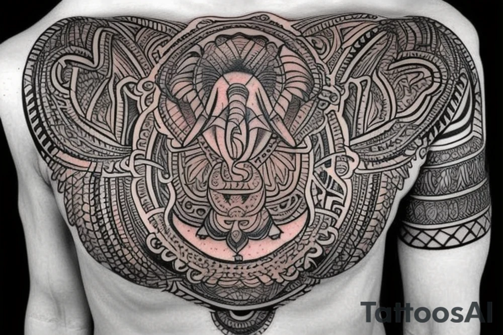 Mandala elephant
chest tattoo tattoo idea