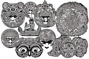 Buddha style creatures on chest tattoo idea