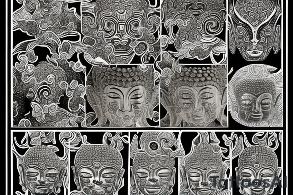 Buddha style creatures on chest tattoo idea