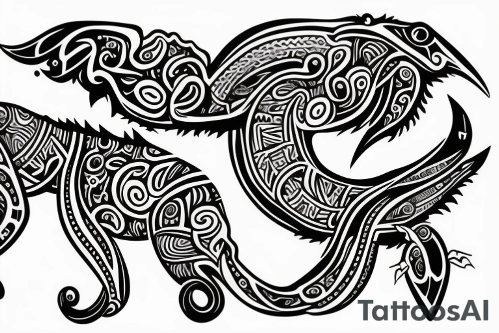 Musical creatures on chest tattoo idea